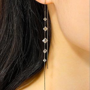 Gold Crystal Threader Earrings